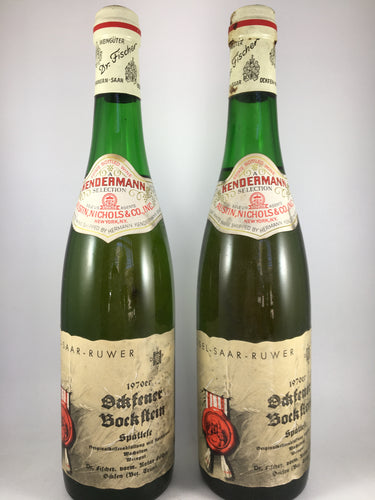 1970 Dr Fischer vorm notar ficher, Ockfener BockStein Spatese (750ml) - signs of seapage