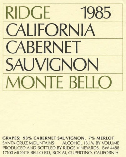 1985 Ridge Monte Bello (750ml) **